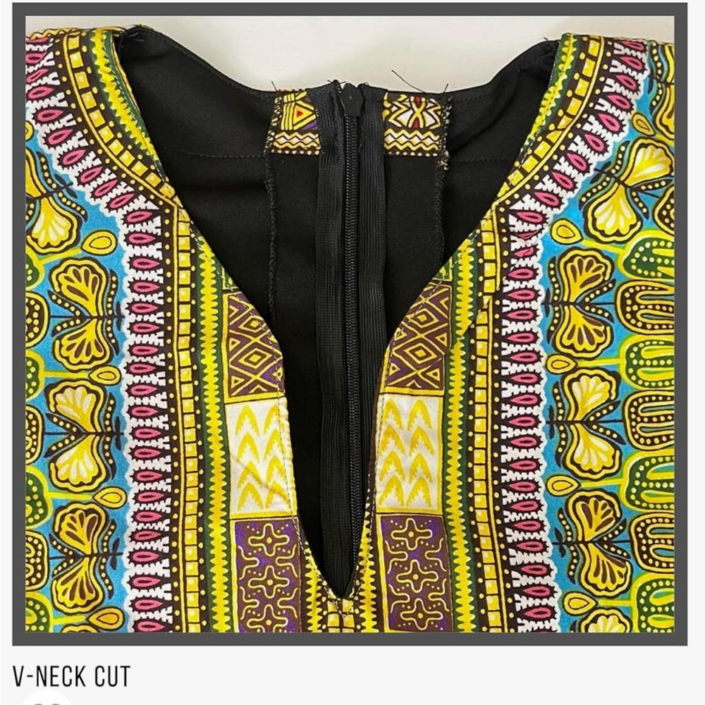 Women’s African Bohemian Bodycon Dresses Dashiki Printed Midi Dress with pockets - Picture 2 of 5